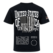 Back of black We the People shirt on transparent background