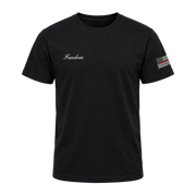 Front of black Freedom shirt on transparent background